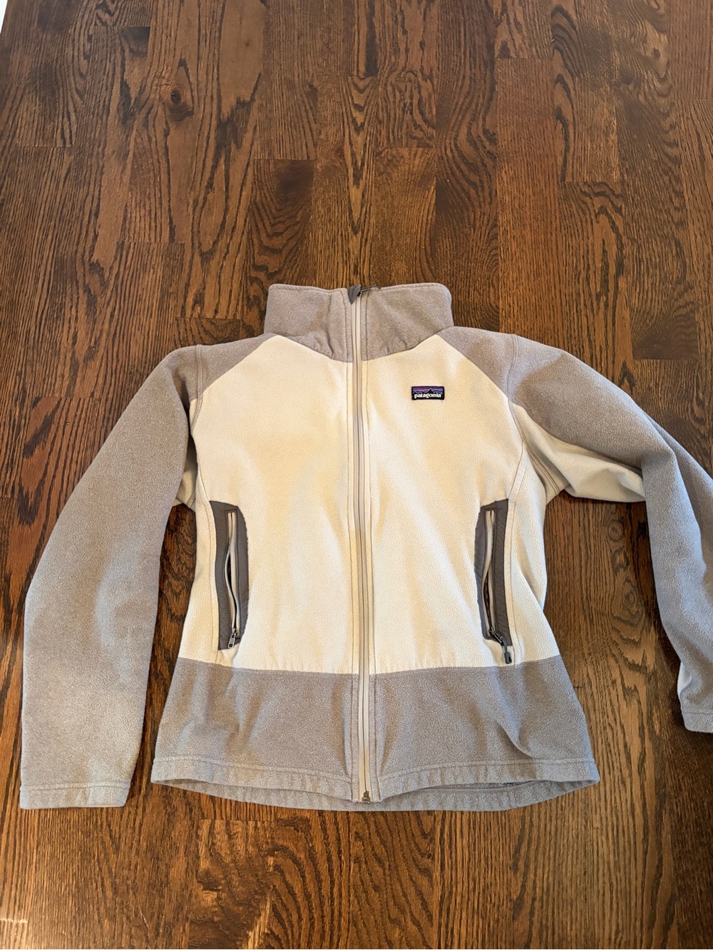 Vintage Patagonia Two-Tone Fleece Jacket - white & Gray Sz M